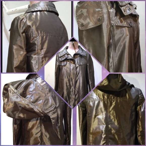 BURBERRY PROSRUM Size 6 Metallic Hooded Coat - Picture 3 of 16